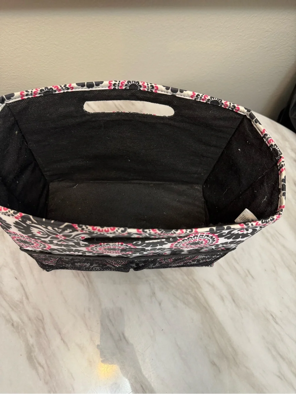 Thirty one foldable file tote pink black white